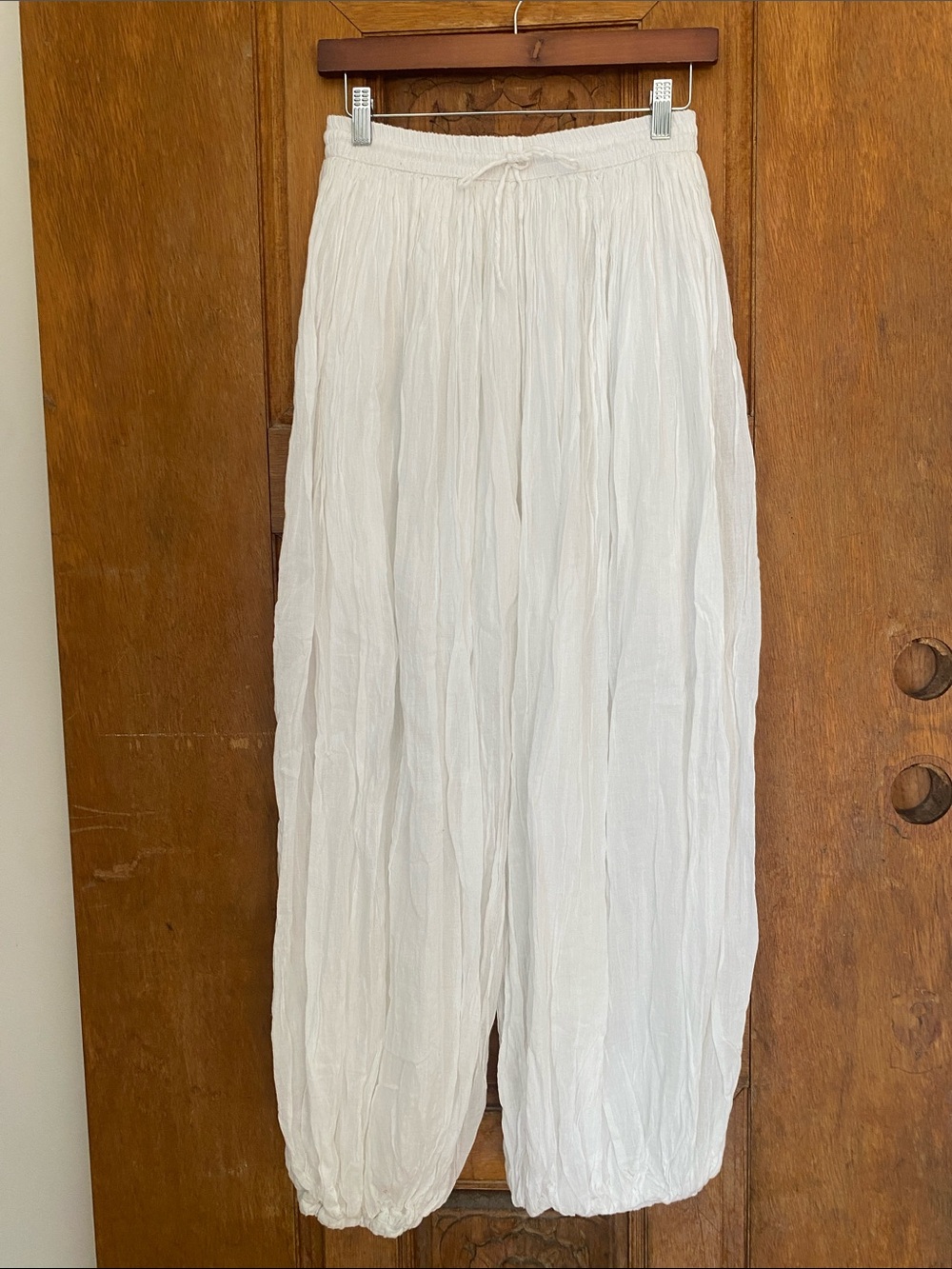Cotton elastic drawstring lantern balloon pant white made in India small